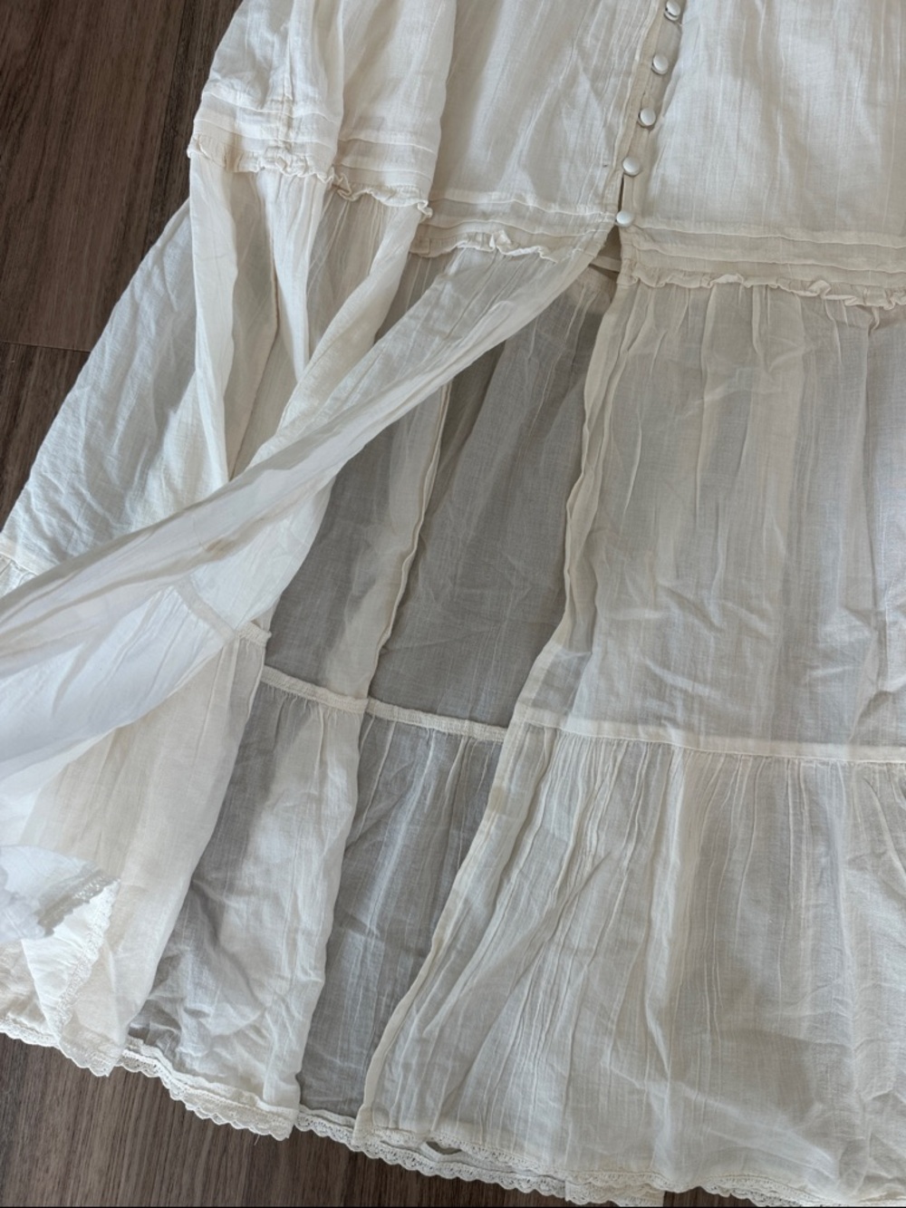 Aerie Bohemian White Tiered Cotton Skirt - Picture 3 of 9
